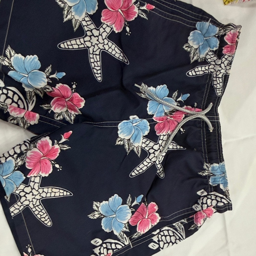 Vilebrequin Men's Starfish and Turtle Shorts - Navy with Pink and Blue - Picture 6 of 6